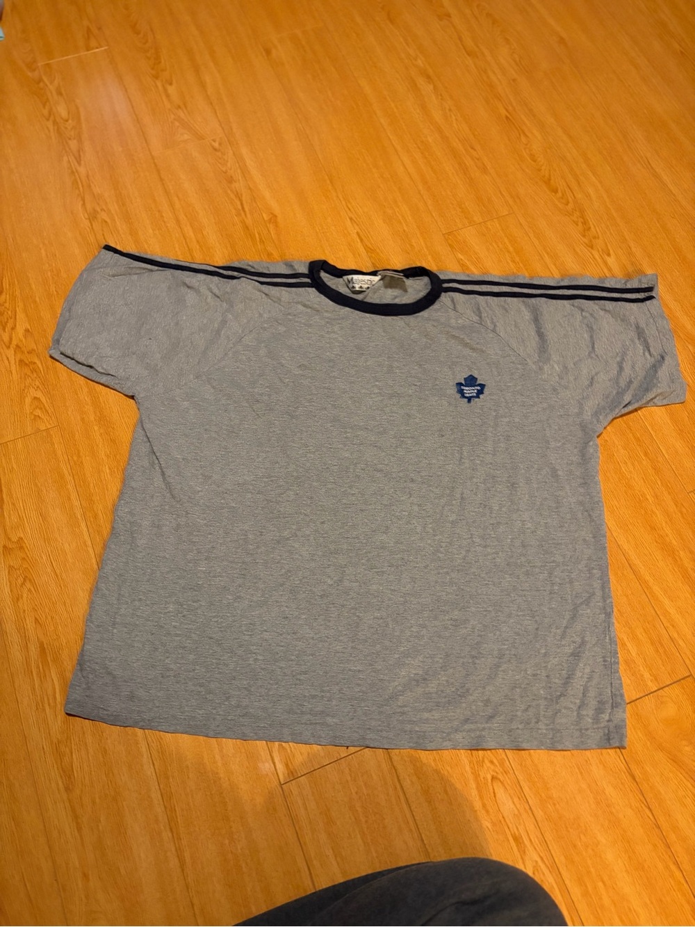 Gray Ringer T-Shirt with Navy Trim
